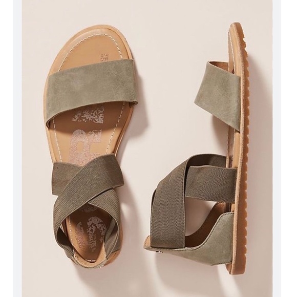 Sorel Ella Spring Summer Full Grain Leather Sandal Women’s Size 8 in Sage Green - Picture 16 of 16